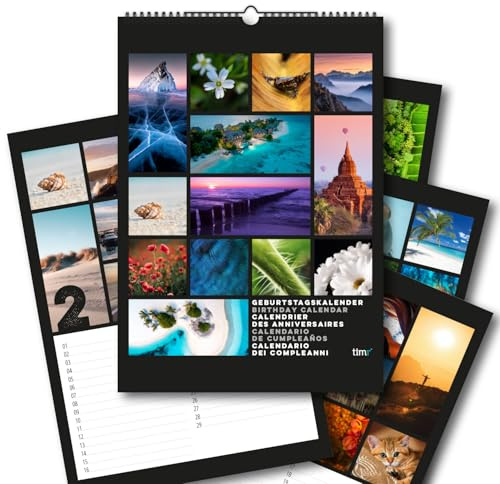 Timr Calendario Cumpleaños A3 Vertical Sin Año - tr418