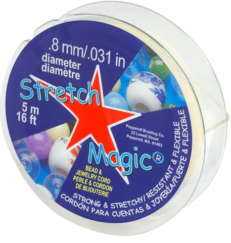 Stretch Magic Elastic Beading Cord – Pearl Color, 0.8mm in Diameter, 5-Meter (16 ft) - Easy to Knot, Strong & Stretchy String for Making Beaded Jewelry