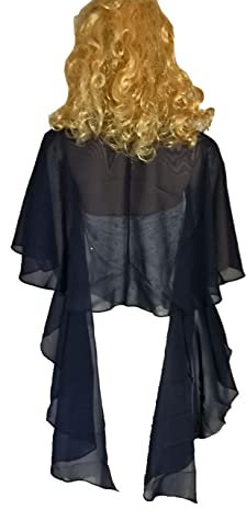 LadyMYP© Romantische Chiffon Rundstola, Schal für Abendkleid/Cocktailkleid, Hochzeit, viele Farbe zur Wahl (Schwarzblau)