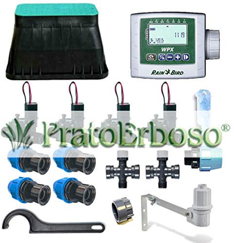 Kit completo irrigazione con Centralina Rain Bird da Pozzetto preparato da Pratoerboso.com (4 Zone)