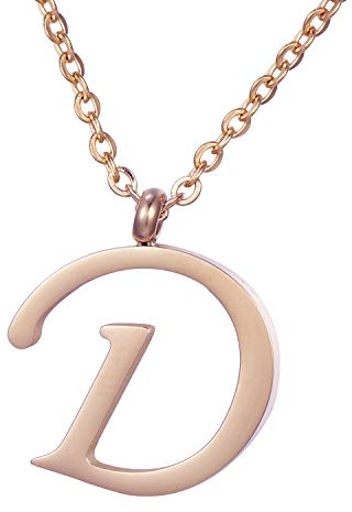 Morella Damen Halskette mit Buchstaben Anhänger Edelstahl Rosegold in Schmuckbeutel