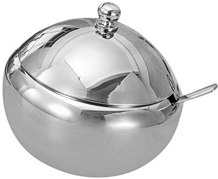 Backbayia 560ml Sucrier INOX Bols à Sucre avec Cuillère Récipient de Stockage Pot pour Sucre Café Thé Cadeau