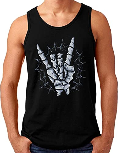 OM3® Skeleton Heavy Metal Hand Débardeur | Homme | Métal Hand Os Devils Horn Hardrock Music | S à 4XL, Noir , XL