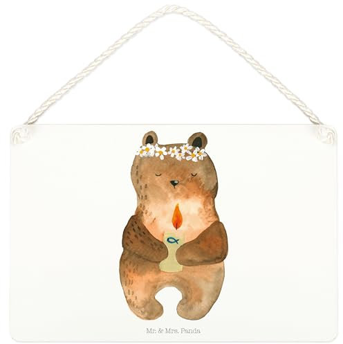 Mr. & Mrs. Panda Schild Bär Kommunion DIN A4 - Geschenk, Türschild, Katholisch, Gottes Segen, Teddy, Taufkerze, Wandbild Holz, kleine aufmerksamkeit, Holzschild, holzbild