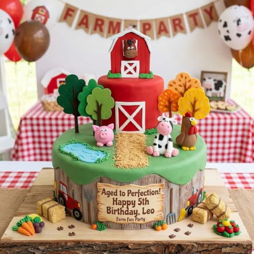 JeVenis Bauernhof Tierkuchen Dekoration Bauernhof Tier Geburtstagskuchen Topper Kuh Kuchen Dekoration für Bauernhof Tier Baby Dusche Geburtstagsparty Dekorationen