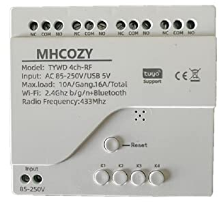 MHCOZY 4 Kanal USB 5V AC85-250V Smart WiFi Drahtloses Trockenkontakt Relais Schaltmodul, Tuya Smart Life App-Fernbedienung, Arbeiten mit Alexa Google Home