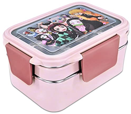 Roffatide Anime Demon Slayer All-in-One-Bento-Boxen Kamado Nezuko Tanjirou Agatsuma Zenitsu Hashibira Inosuke Lunchbox-Behälter für Lebensmittel, Obst, Snacks