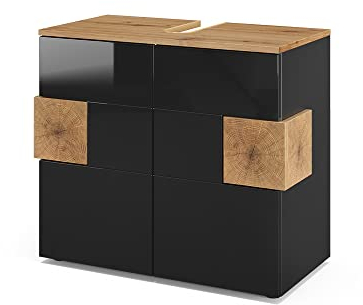 Vicco Waschbeckenunterschrank Anthrazit Eden 73x64x37 cm - Unterschrank für das Badezimmer, Viel Stauraum für Badutensilien