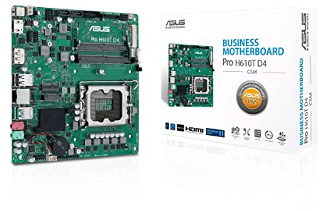 ASUS Pro H610T D4-CSM Business-Mainboard Sockel Intel LGA 1700 | Thin Mini-ITX, PCIe 4.0, DDR4, HDMI , DisplayPort, USB-A USB 3.2 Gen2