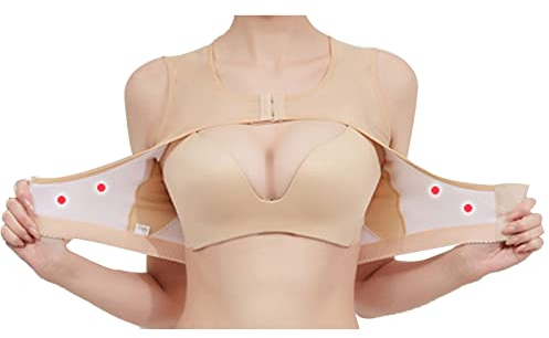 KEHUAN Forme Poitrine Vêtements Invisible Poitrine Orthèse Dos Lisseur Orthèse Ceinture Corset Droit pour Le Soutien du Dos,Beige-M