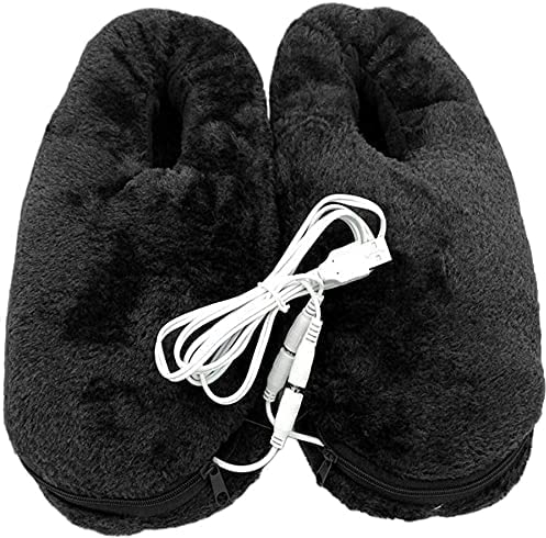 USB Heated Slippers Foot Warmer Plush Electric Heating Shoes, Unisex Indoor USB Foot Heater with Anti-Slip Sole, Soft Fleece Winter Warm Slippers for Home Office Desk Winter Gift
