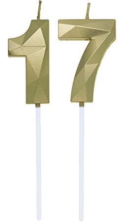 Geburtstagskerzen Zahlen 1 und 7, 1. order 7. Geburtstag Zahl Kerzen 17. Geburtstagskerzen Cake Topper 71. Geburtstag Kuchendeko Kuchen Dekoration, für Hochzeit Party Hochzeit Jahrestag Feier Gold