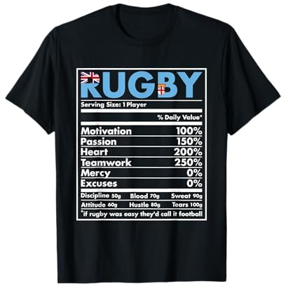 Fijian Rugby Viti Rugby Present Damen Rugby-T-Shirt Schwarz U-Ausschnitt Kurzarm Klein EU S Klassisch Pull-On 100% Polyester leichtgewichtig Rugby-T-Shirts Damen T-Shirt