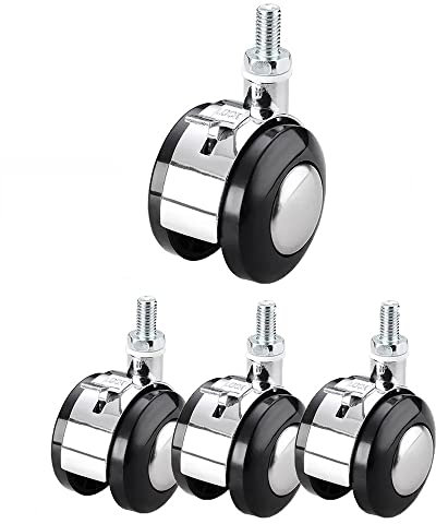 FREAZE 4 Stück Lenkrollen Doppelrad, M8/M10 Möbelrollen Mit Gewinde 50mm Legierung Transportrollen Für Couchtisch-Trolley, Silber Nylon Räder Robust Langlebig (Color : Silver, Size : M10)