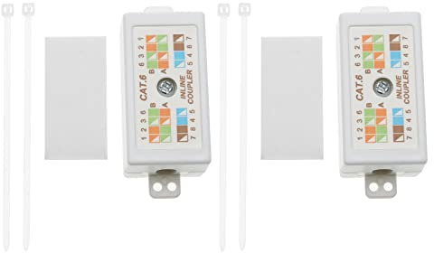 EMSea 2pcs RJ45 Cat 6 Gigabit Inline Coupleur Krone à Enfoncement Joiner Module Connecteur Coupleur Réseau pour Ethernet Câbles Accessoires 63x26x25mm, Blanc
