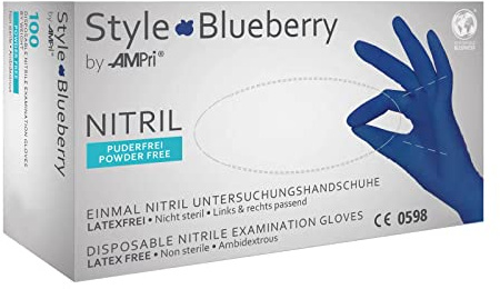 AMPri Med-Comfort Lot de 100 gants en nitrile non poudrés Bleu foncé Taille L Gants jetables en nitrile Tailles XS, S, M, L, XL