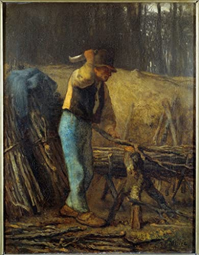 Canvas Wall Art Posters and Prints Famous the Wood Splitter a Woodman with a Machete Cutting Branches of a Tree by Jean Francois Millets for Home Decor 60x90cm