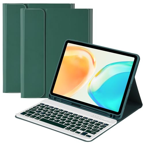 Custodia con Tastiera per iPad Air 11 Pollice 2024/2025 iPad Air 5/Air 4 2022/2020 10.9, Cover con Tastiera per Pro 11 2018 con Funzione di Auto-sveglia e Sonno e Tastiera Magnetica Bluetooth-Verde