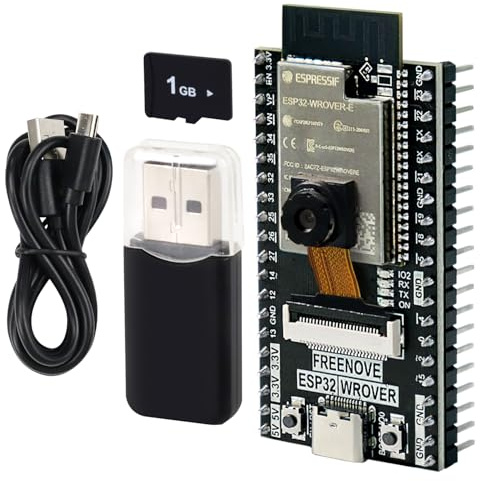 Freenove ESP32 CAM Dev Board Kit, Dual-core 32-bit 240 MHz Microcontroller, Onboard Camera WiFi+BT, Python C Code, Example Projects Tutorial