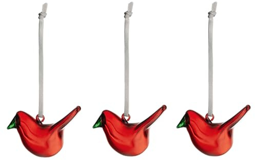 Iittala Mini- Glasvögel 3er Set, aus mundgeblasenem Glas, in der Farbe Rot, Größe: 7,6 x 4,8 x 3,2cm,1068674