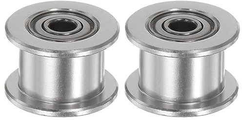 sourcing map 2Stk 2GT Umlenkrolle Zahnriemenscheibe 3mm Bohrung 13mm Durchmesser Aluminum Zahnriemen Zahnlos für 6mm Breite Gürtel 3D Drucker CNC Maschine Zubehör Silberton