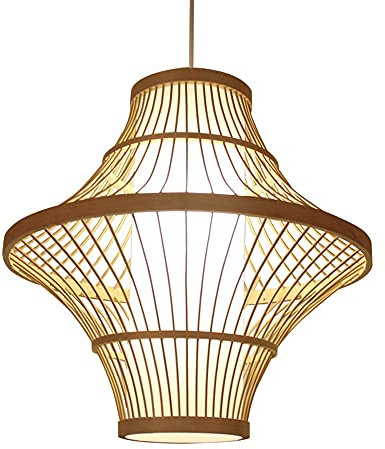 MODEBHD Antiker Bambus-Kronleuchter, japanische Laterne, Deckenleuchte, gewebtes Licht, kreative handgefertigte Korblampe für Wohnzimmer, Schlafzimmer, Restaurant, Café, Bar, Esszimmer, Club