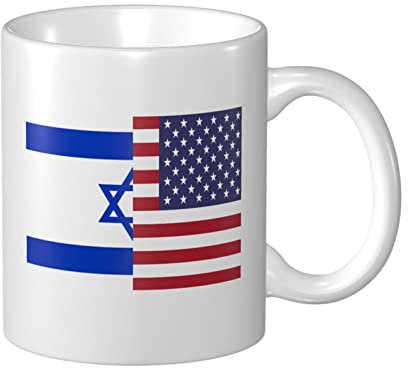 Tazza Da Tè In Ceramica 330Ml Mezza Bandiera Americana Di Israele Tazza Da Caffè In Ceramica Personalizzata Tazza Personalizzata Unico Tazza Di Latte Per Papà, Natale, Mamma