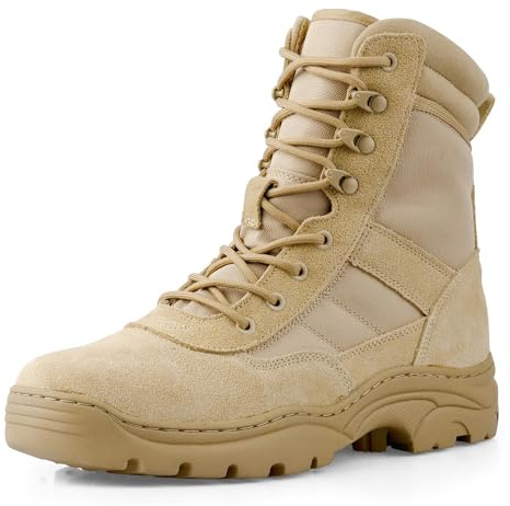 QUNLON Botas Militares Tácticas Hombre con Cremallera - Policiales, Moto, Combate, Senderismo Arena-42EU