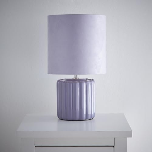 Zoe Lilac Ceramic Table Lamp with Matching Velvet Shade