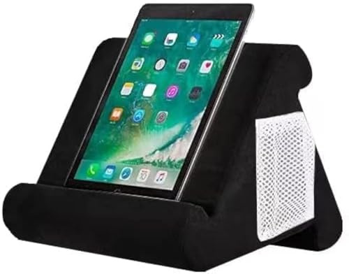 ROXANEPIG stativ för surfplattor med nätficka, multivinkel bärbar triangel surfplattestativ för iPad-telefonhållare, e-läsare smartphones surfplattesoffa digitala bokläsare böcker och tidskrifter