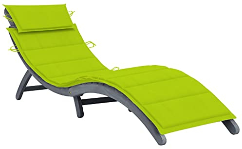 FUDUGEHMIOFWFJJ deckchair,liegestühle,sonnenbank,Sonnenliege mit Auflage Grau Massivholz AkazieGeeignet für Garten, Pooldeck, Terrasse, Wohnzimmer