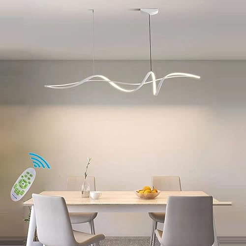Pendelleuchte Esstischlampe LED Dimmbare 120CM Hängelampe Moderne Spirale Design Pendellampe Esszimmerlampe Höhenverstellbarer Küchenlampe für Küche Büro Wohnzimmer Bar Pendelleuchte (Weiß, L100CM)