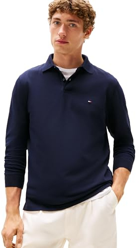 Tommy Hilfiger Men's Long Sleeve Polo Shirts in Regular Fit with Stretch and Organic Pique Cotton Long Sleeve Polo Shirts in Regular Fit with Stretch and Organic Pique Cotton (Pack of 1)