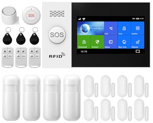 PGST Allarme Casa Senza Fili, GSM WIFI Allarme Casa Wireless, Sistema di allarme con rilevatore di movimento, allarme per finestre/sensori per porte, sistema di allarme per casa, appartamento