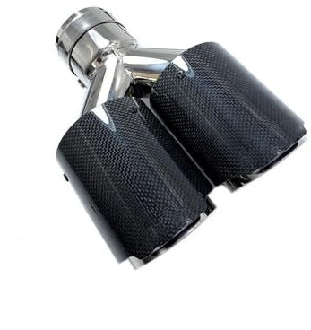 Auto Schalldämpfer 1 Stücke Universal Dual Auspuffspitze Glänzende Kohlefaser Auspuffrohr Schwanz Quad Auspuff Schalldämpfer Auspuffrohr Auto Endrohr(48MM IN 89MM Out)
