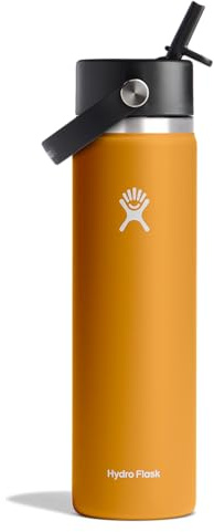 Hydro Flask Water Bottle - Insulated Stainless Steel - Wide Straw Lid, Non Spill, Leakproof in 24 Oz Fossil Brown