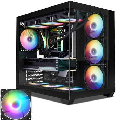 Vetroo AL900 ATX PC Case Customization ARGB & PWM Fanswith 270° Full View Tempered Glass, upports 360mm Radiator & 10 Fans, Type-C Ready, for 40 Series GPUs - Black
