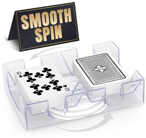 Dual Deck Revolving Canasta Card Holder – 360° Rotating Acrylic card holders for playing cards Tray | Holds 2 Decks for Poker, Bridge & More | Clear, Durable & Easy Access for Home & Casino Games
