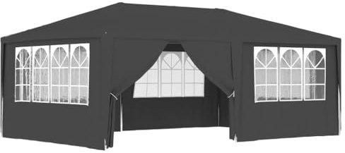 AUVYI Terrassenpavillon mit Seitenwänden 4x6 m Anthrazit 90 g/m² Partyzelt UV- und Wasserbeständig Gartenpartys Multifunktions-Zelt Festival-Zelt Robuster Rahmen Zelt Treffen und Partys im Freien