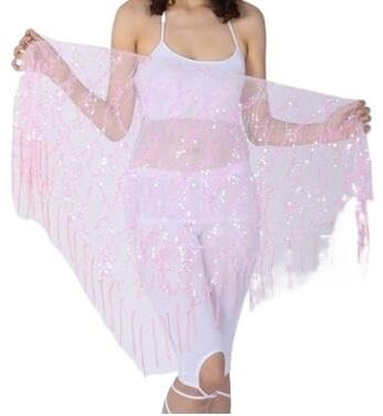 SkyjOy Bauchtanz HüFttuch Bauchtanz-Kostüme, Pailletten-Quaste, Bauchtanz-Hüfttuch for Frauen, Bauchtanz-Gürtel, 11 Arten von Farben Bauchtanz KostüM Damen(Pink)