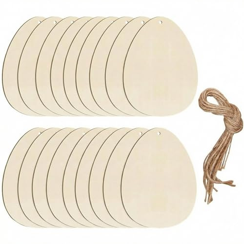 20 Stück Ostereier zum Bemalen,Eier zum Bemalen,Holzanhänger zum Bemalen,Ostereier,Ornament Ornamente Dekorationen Diy,Osterei Dekoration Hängende,Papiereier Holzostereier Anhängerdiy