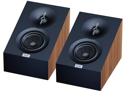 ELAC Debut 3.0 DA43-WN Atmos-Enabled On-Wall Speakers, Walnut (Pair) - 1” Aluminum Dome Tweeter & 4” Aramid Fiber Woofer - 2-Way Bass Reflex - 48Hz to 38KHz Response