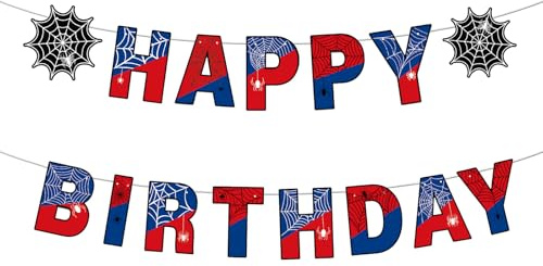 DazzJoy Spider Happy Birthday Girlande, Spinnen Girlande Geburtstag Junge Mädchen, Spidey Happy Birthday Banner, Spinnen Deko Geburtstag Girlanden, Spider Geburtstagsgirlande Kindergeburtstag Deko