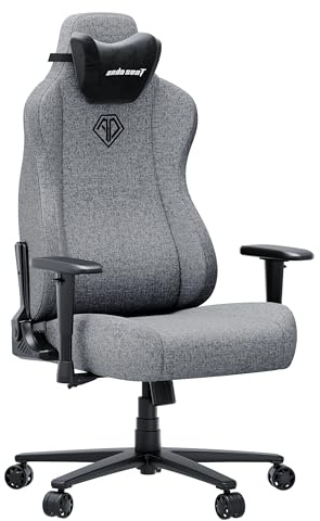 Anda Seat Novis Max Gaming Chair for Adults - Large Reclining Video Game Chairs, Linen Fabric Ergonomic Gaming Chair, Heavy Duty Back Lumbar Support - Grey Fabric Computer Chairs for Home & Work