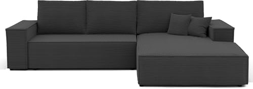 IDOHOME Ecksofa Nova mit Schlaffunktion und Bettkasten Rechts 294 x 185 cm | 294 x 185 cm, Kiefernholz und MDF, Hoher Sitzkomfort, DL Mechanismus, Wohnen und Schlafen, Rechte Ausführung