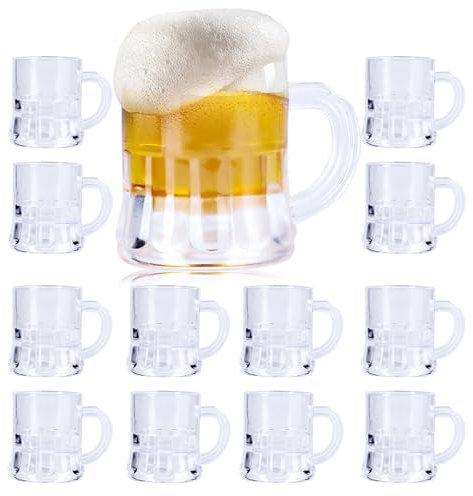 YSPPF 60 mini vasos de cerveza de plástico transparente de 28.3 g, reutilizables, para fiestas, barbacoas, cervezas