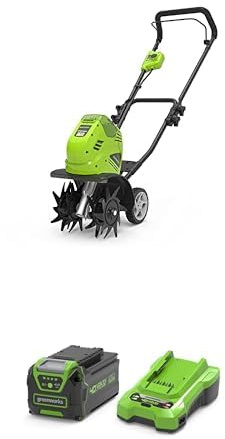 Greenworks 40V Motobineuse Électrique sans Fil, Motoculteur à Dents Avant 4Ah Batteries et Chargeur, Garantie 3 Ans G40TL