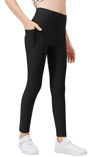 Arshiner Leggings pour Fille Leggings de Sport Noirs d'hiver en Polaire Fine Pantalons de Jogging pour Enfants Pantalons de Ski D'entraînement 140/9-10 Ans
