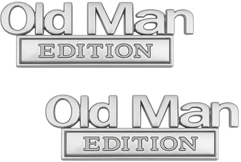 Old Man Edition Emblema Auto 3D Adesivo Metallo Umoristico per Auto, SUV, Camion Badge Decorativo Adesivo per Parafanghi, Porte, Cofano Set 2 Pezzi Nero Argento