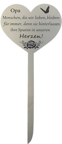 aotusoa 12x28 cm Grabstecker Edelstahl Herz Deko Würdevolles Gedenken Wetterfeste Grabschmuck mit Gravur zum Erinnerung mit Spruch Menschen, die Wir Lieben, Bleiben für Immer - Opa